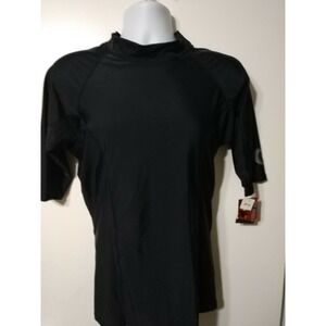 Joe Boxer Mens Rash Guard Short Sleeve Black UPF 50 Sun Protection Mock Neck NWT
